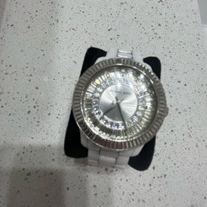 Michael Kors Women’s White Watch with Crystal Face